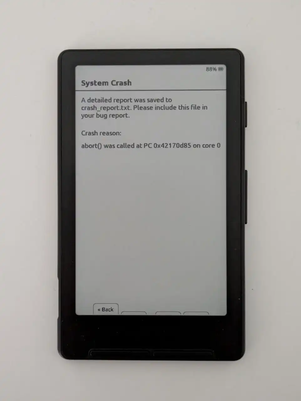 Xteink X4 crash