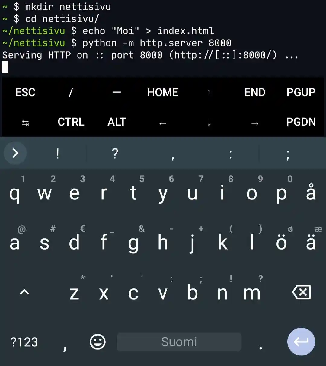 Android kuvankaappaus Termuxista