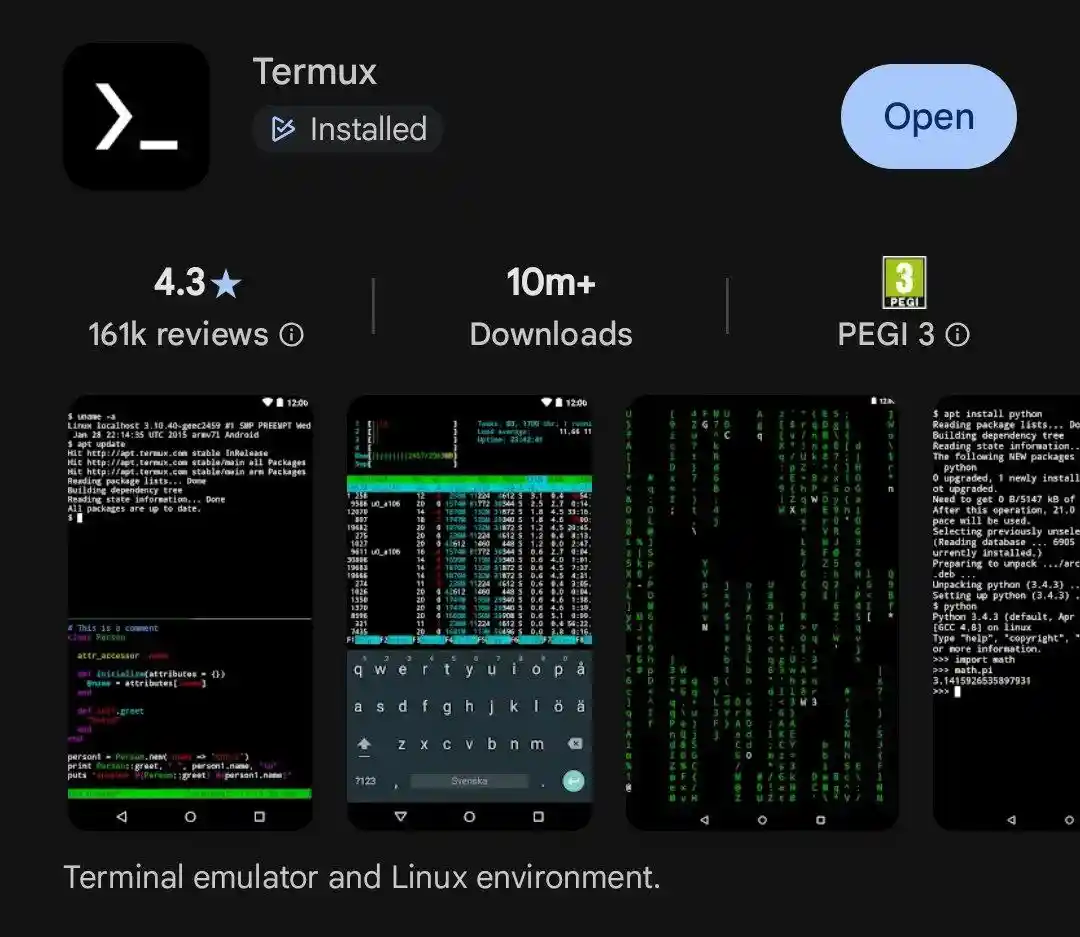 Termux Play Storessa
